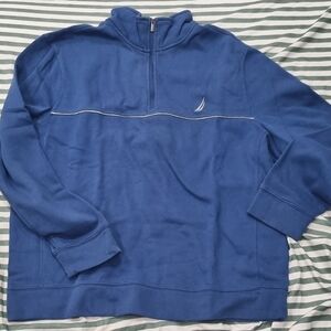 Nautica Men's Royal Blue Quarter-Zip Pullover with Contrast Piping